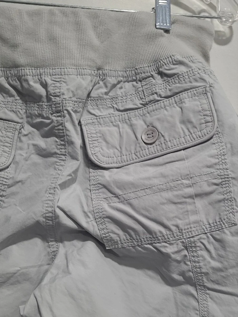Calvin Klein Womens Light Gray Cargo Shorts - Casual Drawstring Waist Sz M/M